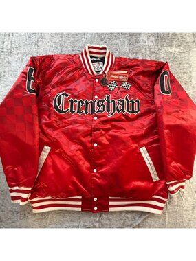Headgear Classics Men's Red 6XL Crenshaw Satin Varsity Bomber Jacket